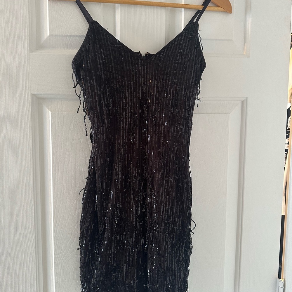 Lulu's Black Sequin Mini Dress